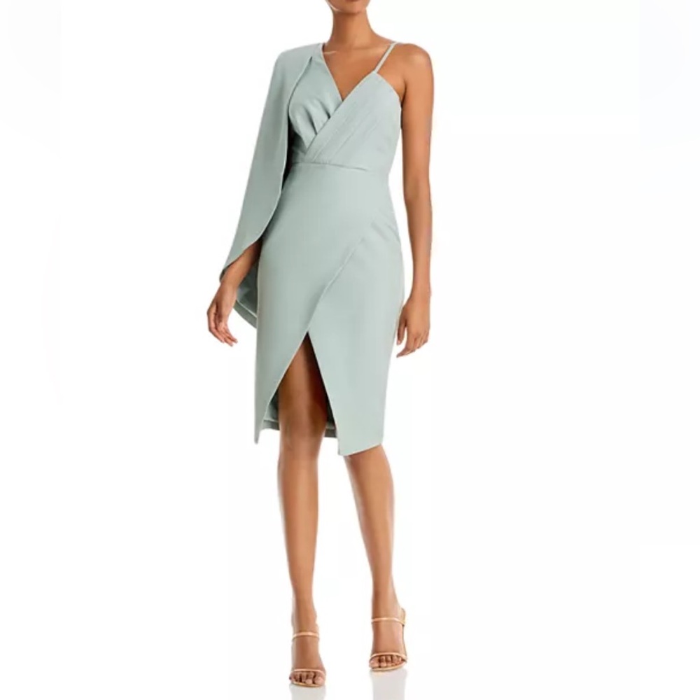 Lavish Alice Asymmetric One-Shoulder Dress in Light/Sage green 
Size 6